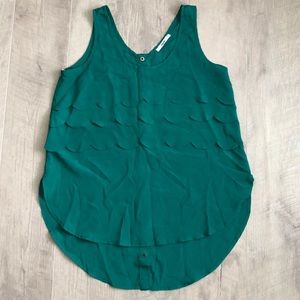 Papaya Green Scalloped Button back tank Med
